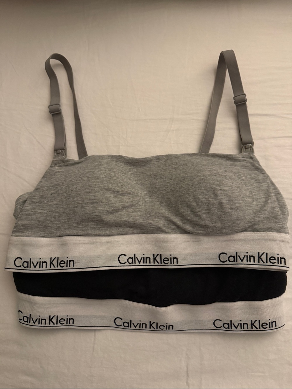 Calvin Klein Grey & Black Nursing Bralettes